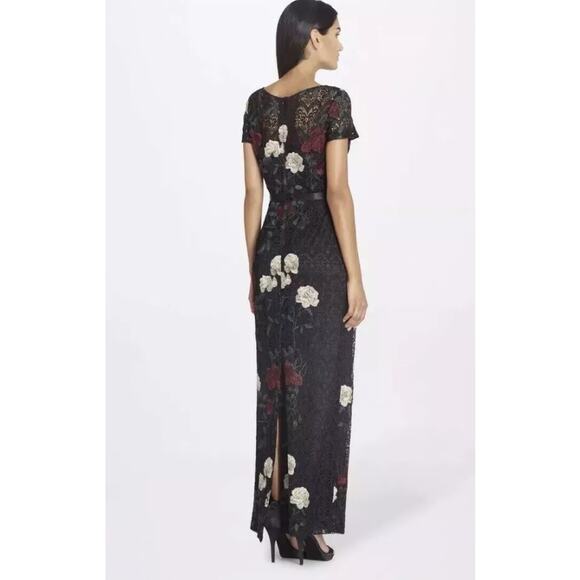 NWT Tahari Boho Embroidered Floral Lace Maxi Gown Dress Women Size 12 Multicolor - Picture 3 of 12